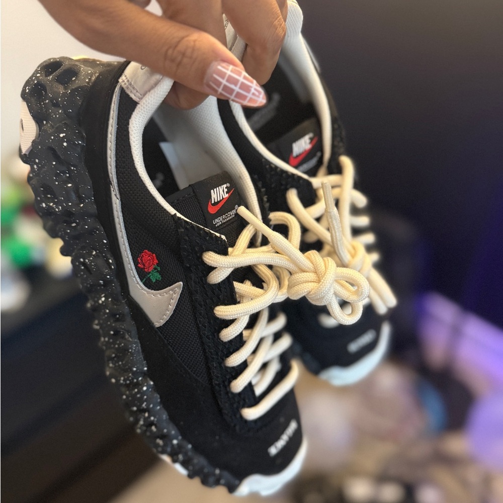 Nike Black and White Sneakers with Rose Detail x overbreak undercover